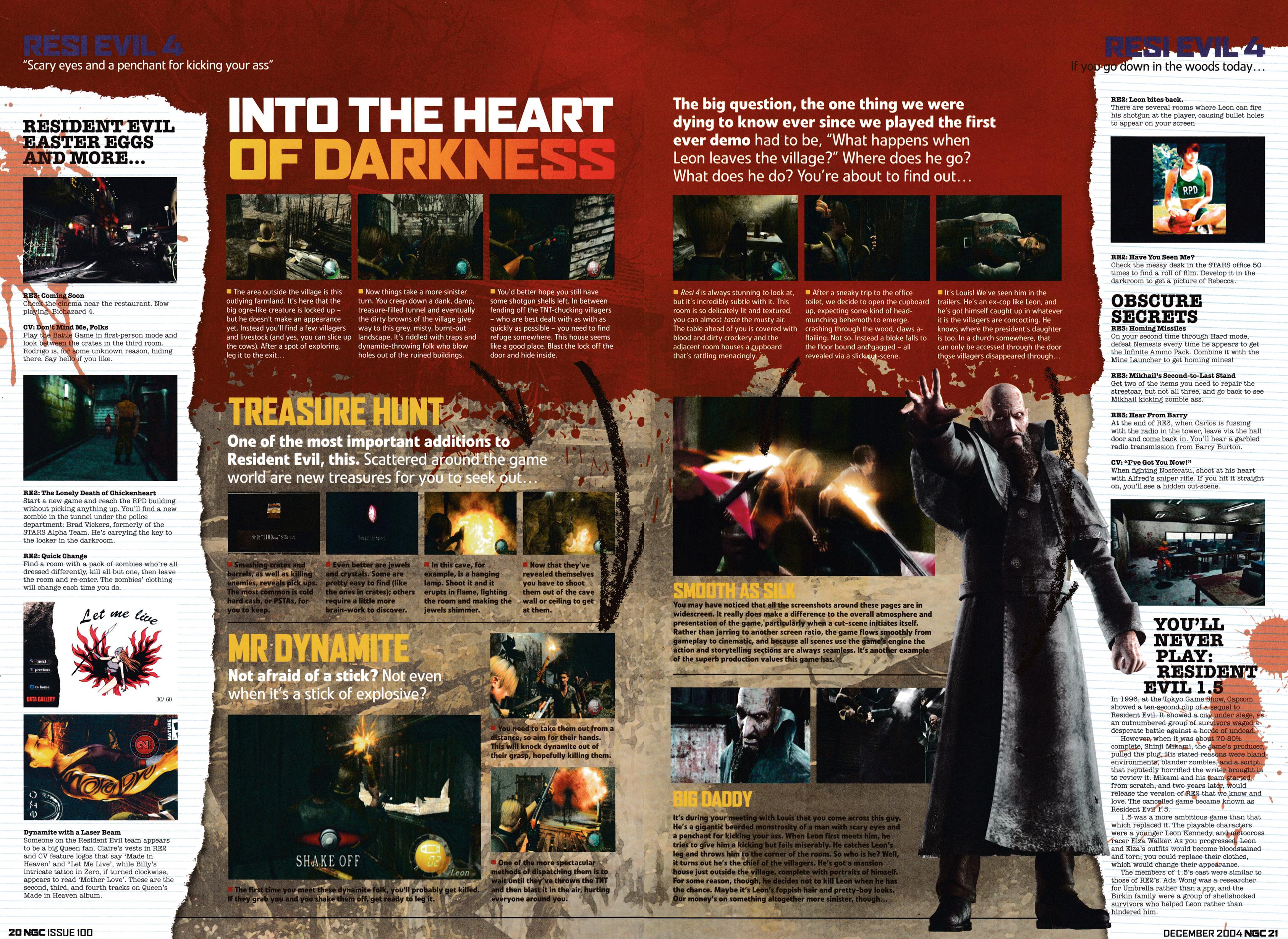 Massive 17-page feature on Resident Evil 4 on GameCube from NGC Magazine 100 - December 2004 (UK)