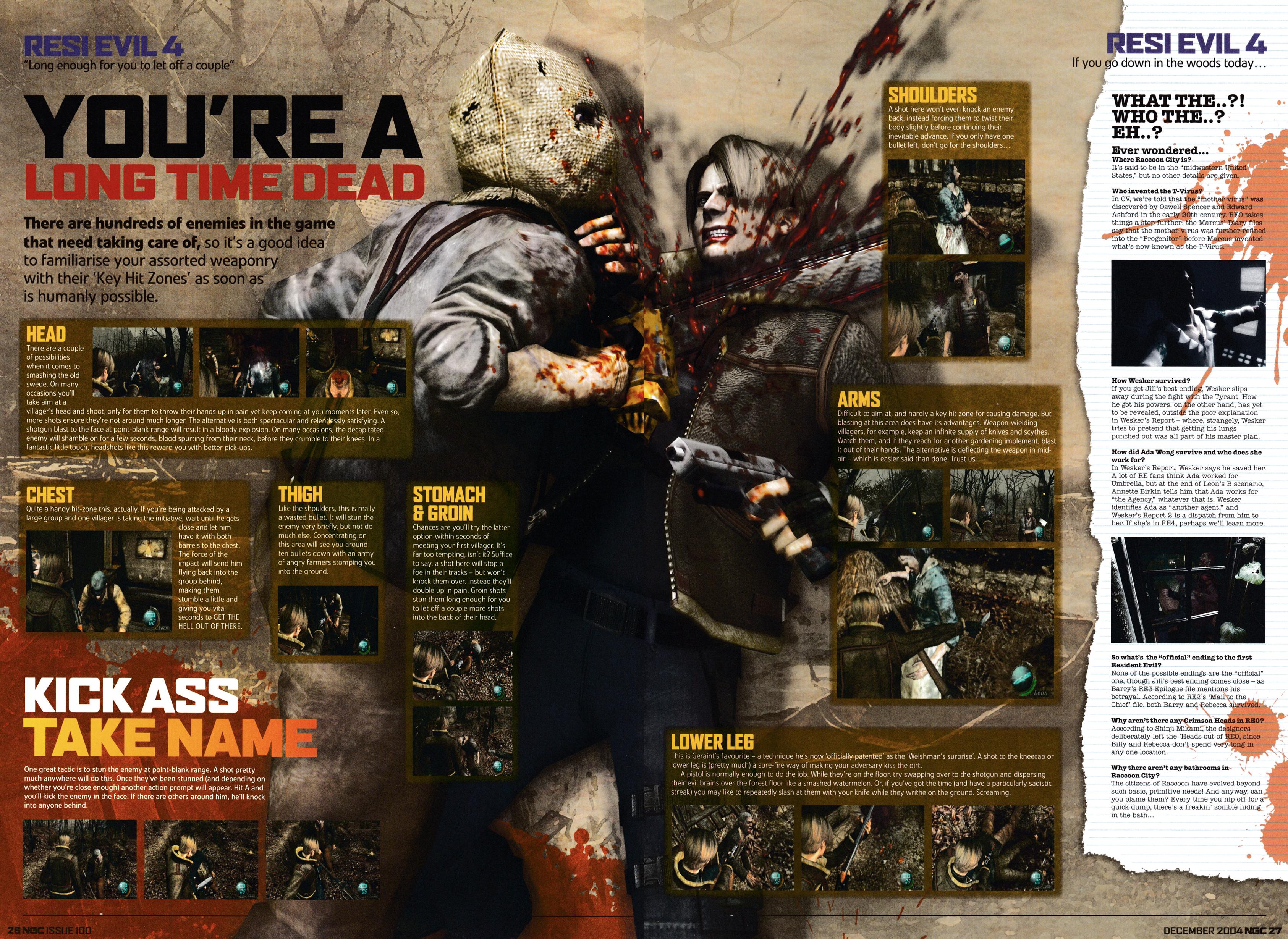 Massive 17-page feature on Resident Evil 4 on GameCube from NGC Magazine 100 - December 2004 (UK)