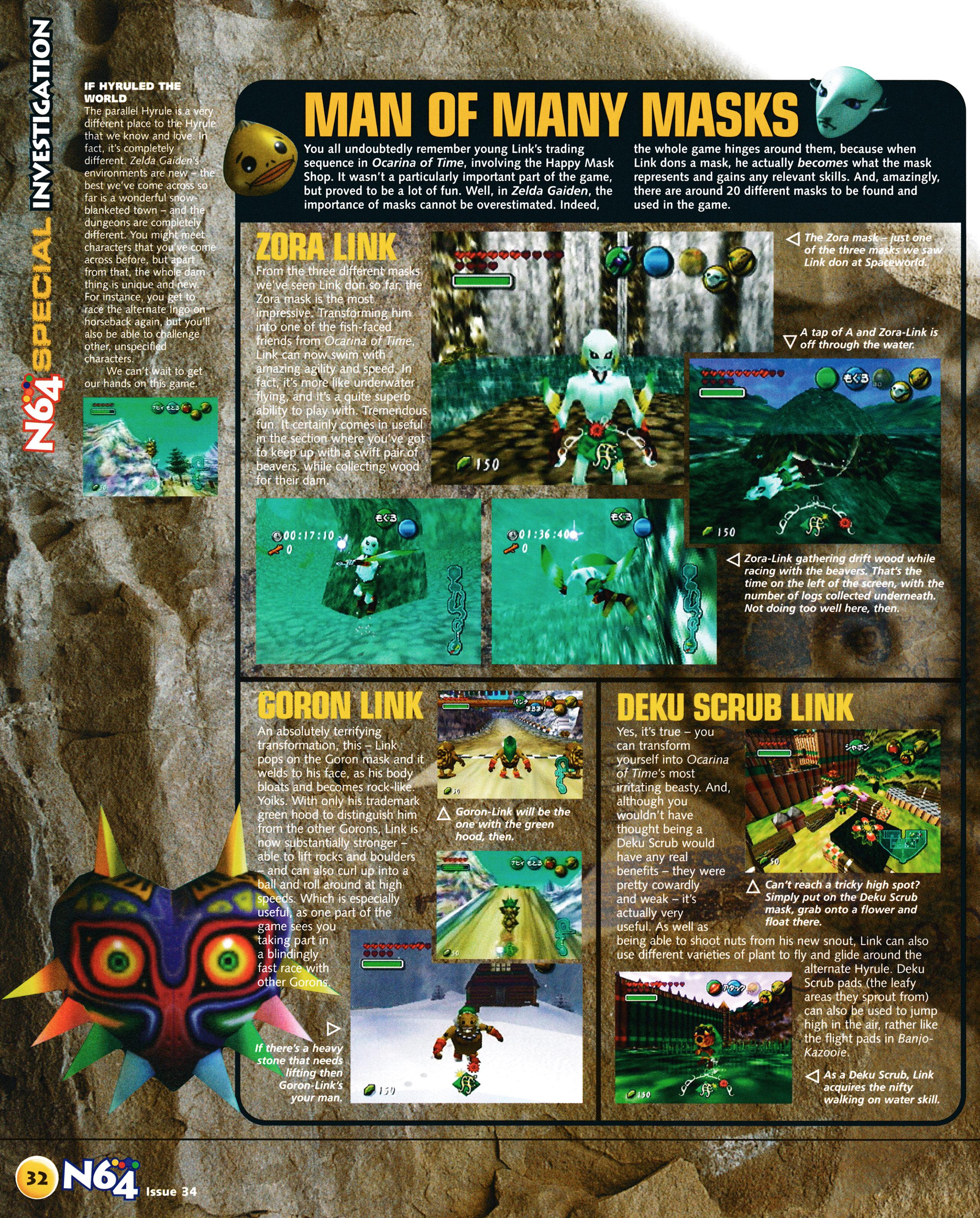 And finally for today, as I'm about to leave for work, a special investigation into The Legend of Zelda: Majora's Mask on Nintendo 64 from N64 Magazine 34 - november 1999 (UK)