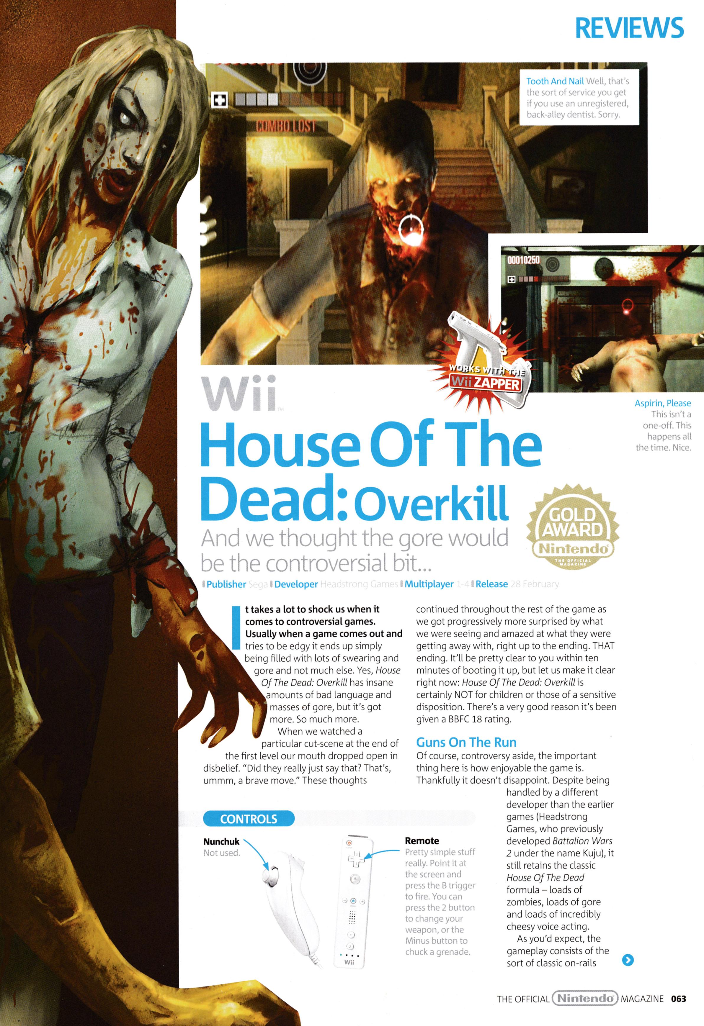 Review for The House of the Dead Overkill on Wii. Taken from Official Nintendo Magazine 40 - March 2009 (UK)  score: 90%