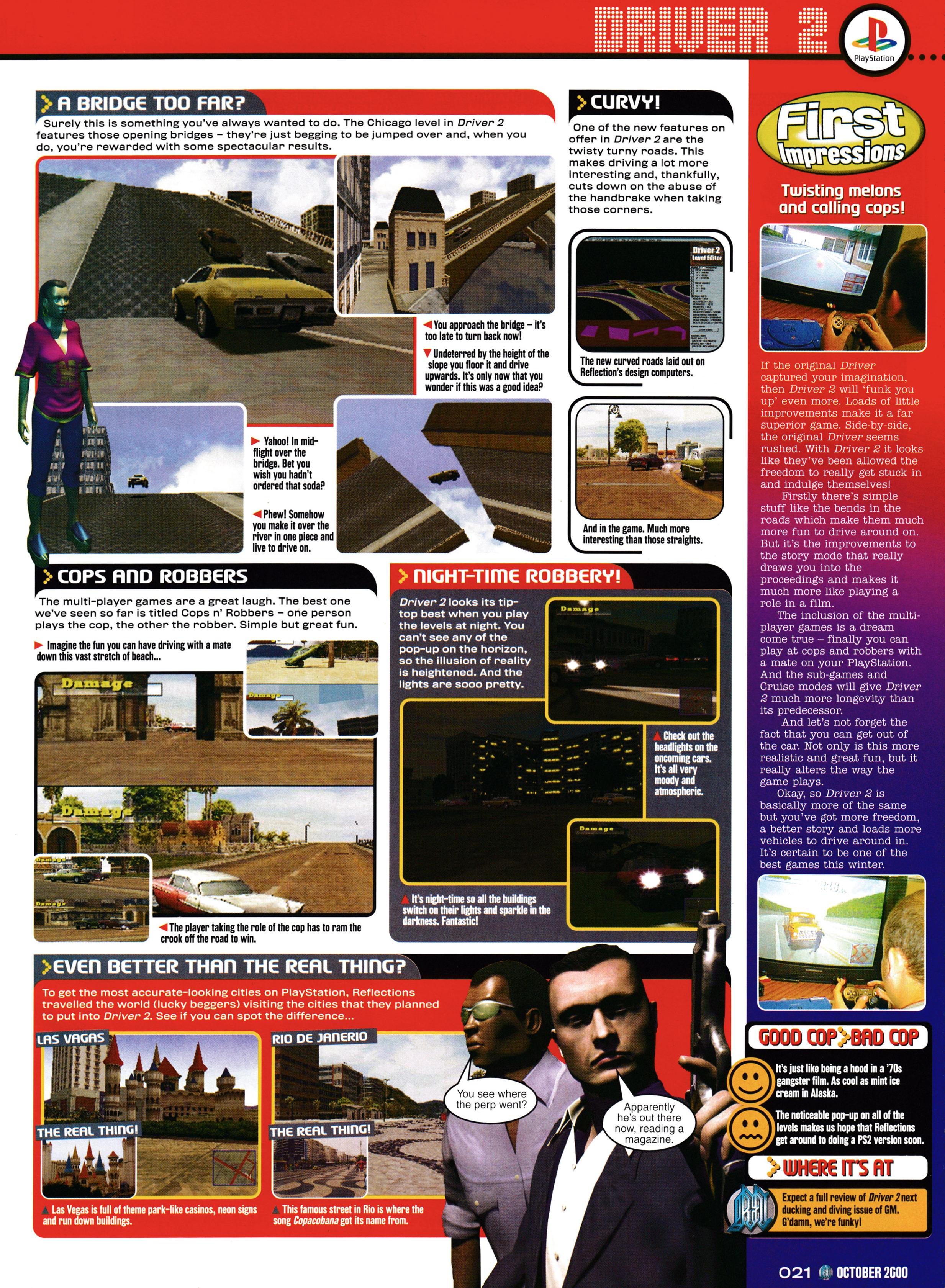 Preview for Driver 2 on PSone. Taken from GamesMaster 99 - October 2000 (UK) 