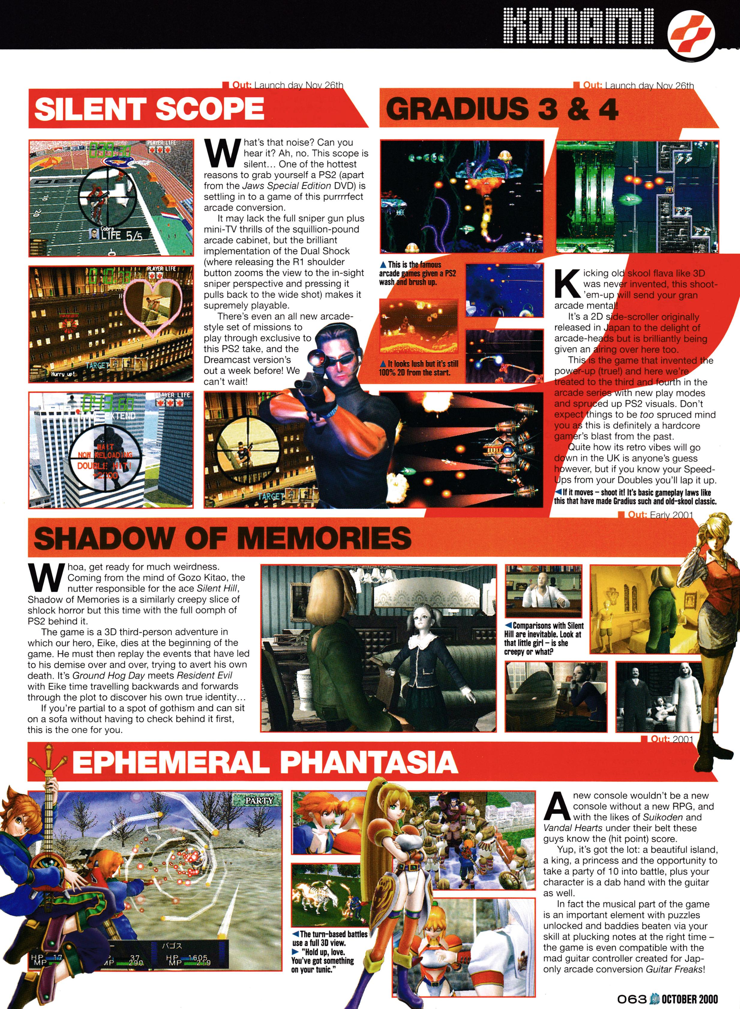 Feature titled: Konami Hits PlayStation 2. Taken from GamesMaster 99 - October 2000 (UK) 