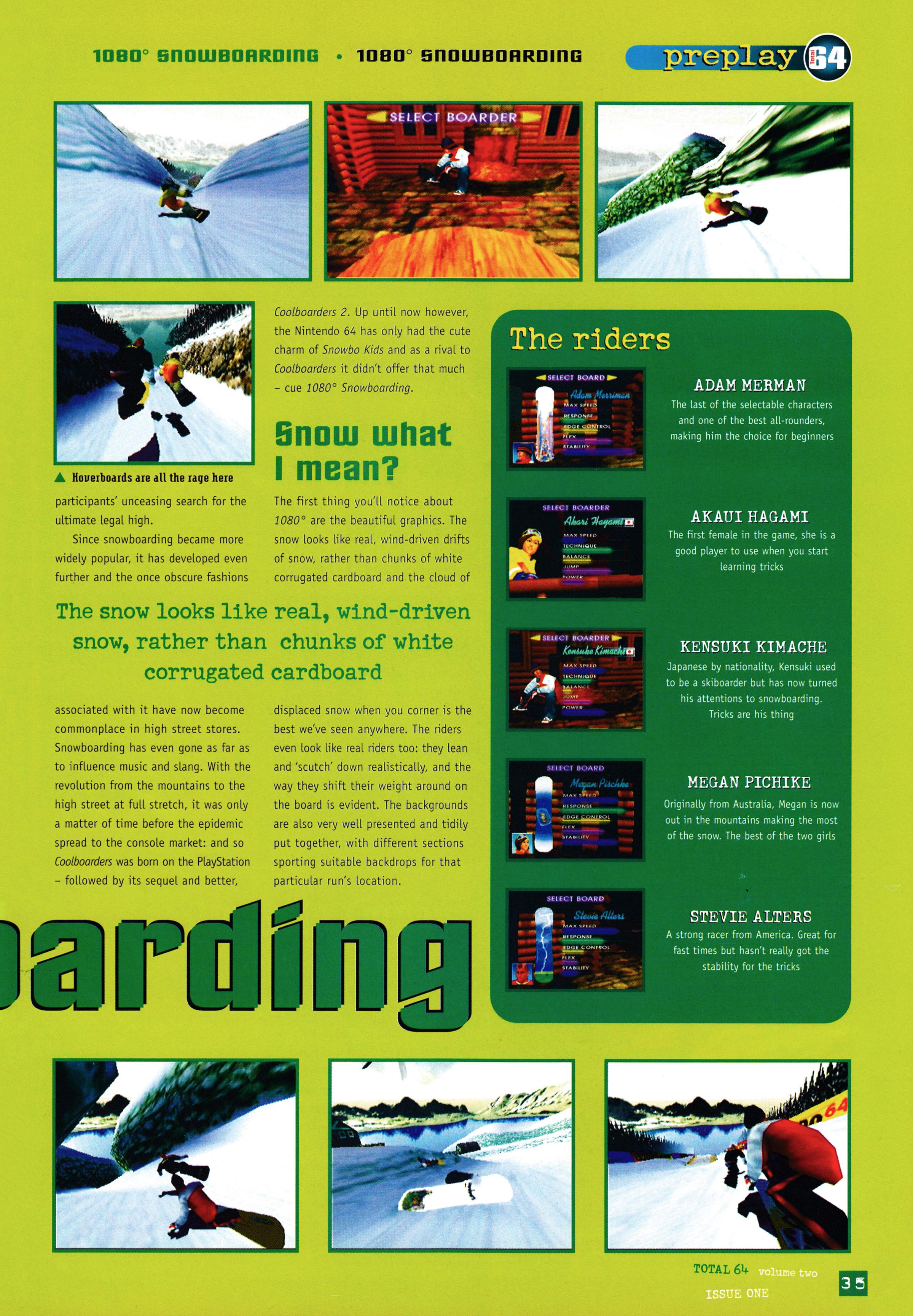 Preview for 1080° Snowboarding on Nintendo 64 from Total 64 No.13 Volume 2 Issue 1 - February 1998 (UK) 