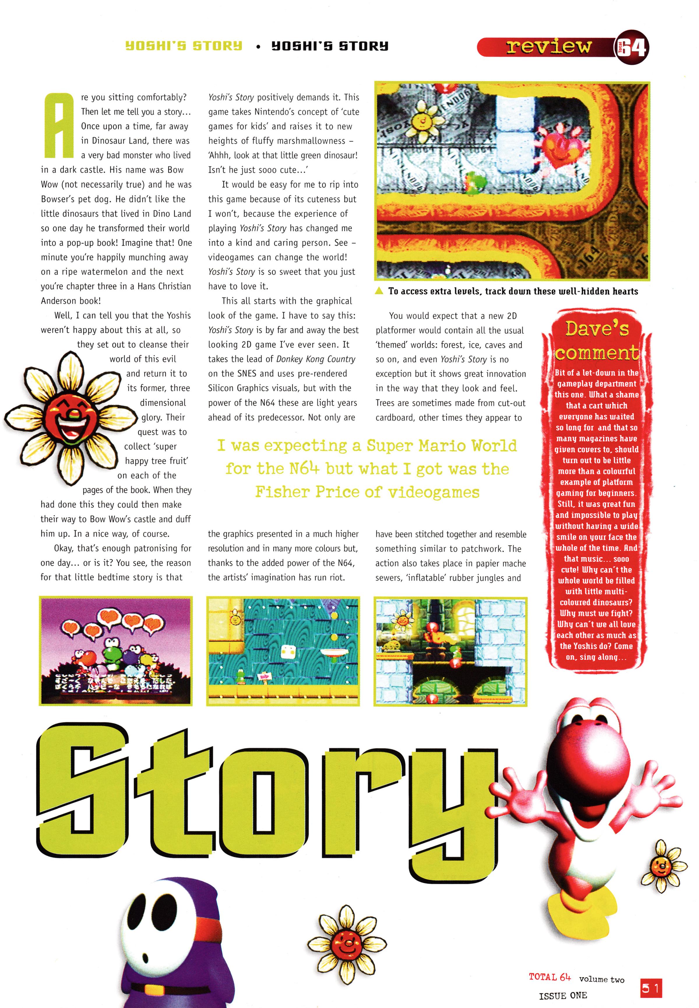 Review for Yoshi's Story on Nintendo 64 from Total 64 No.13 Volume 2 Issue 1 - February 1998 (UK)  score: 84%