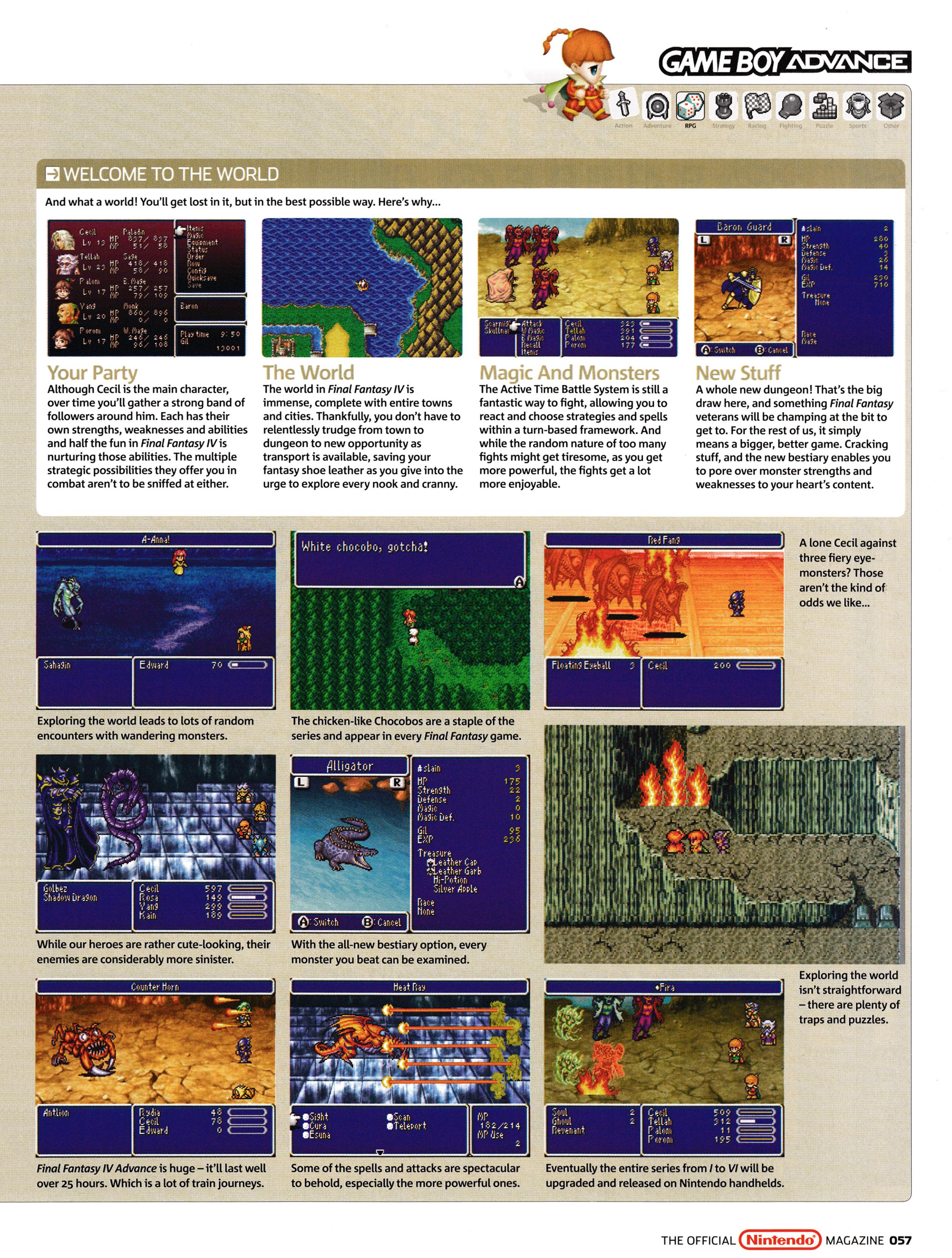 Preview for Final fantasy IV Advance on Game Boy Advance. Taken from Official Nintendo Magazine 1 - March 2006 (UK)