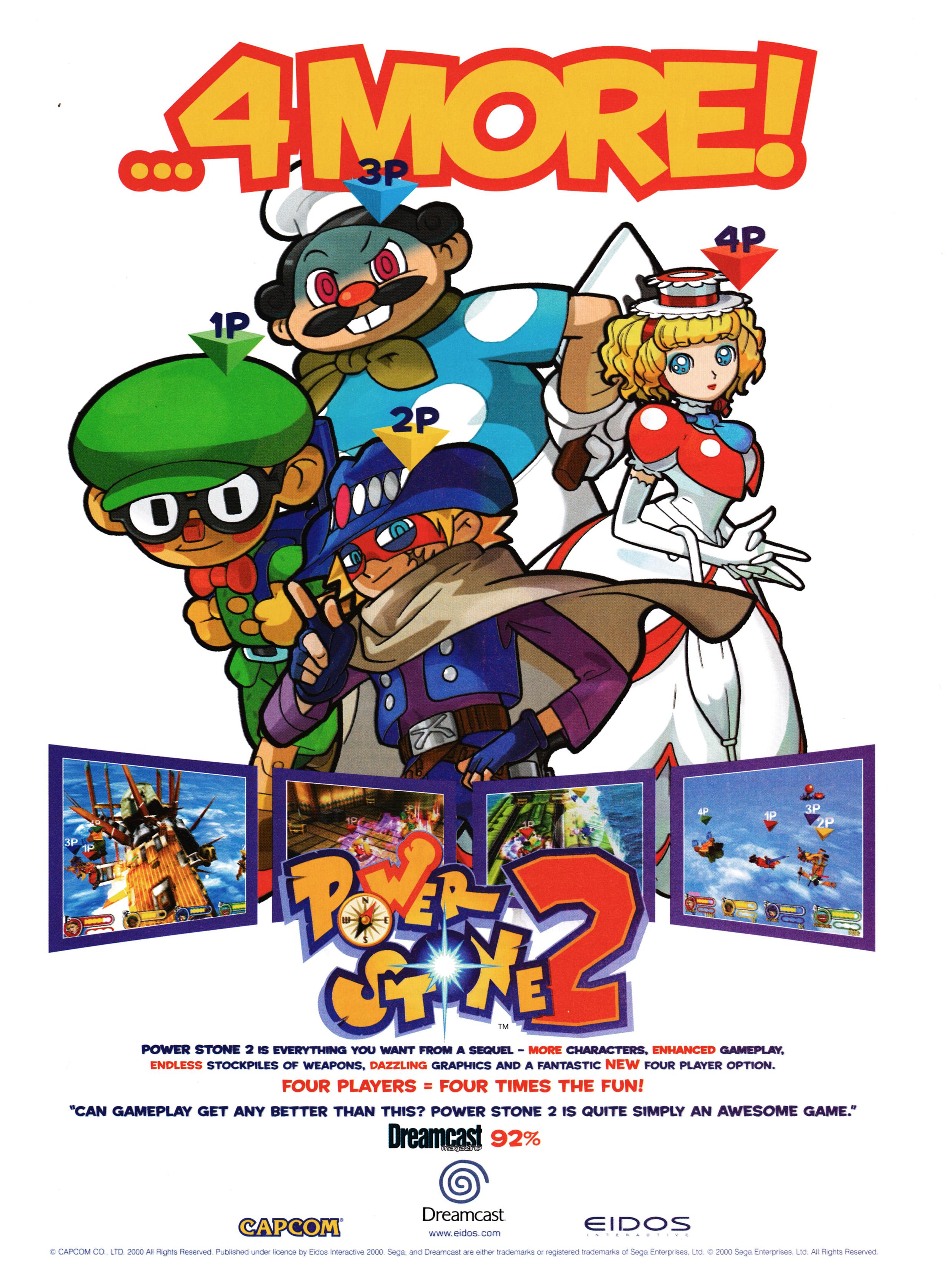 Advertisement for Power Stone 2 on Dreamcast. Taken from DC-UK 15 - November 2000 (UK)