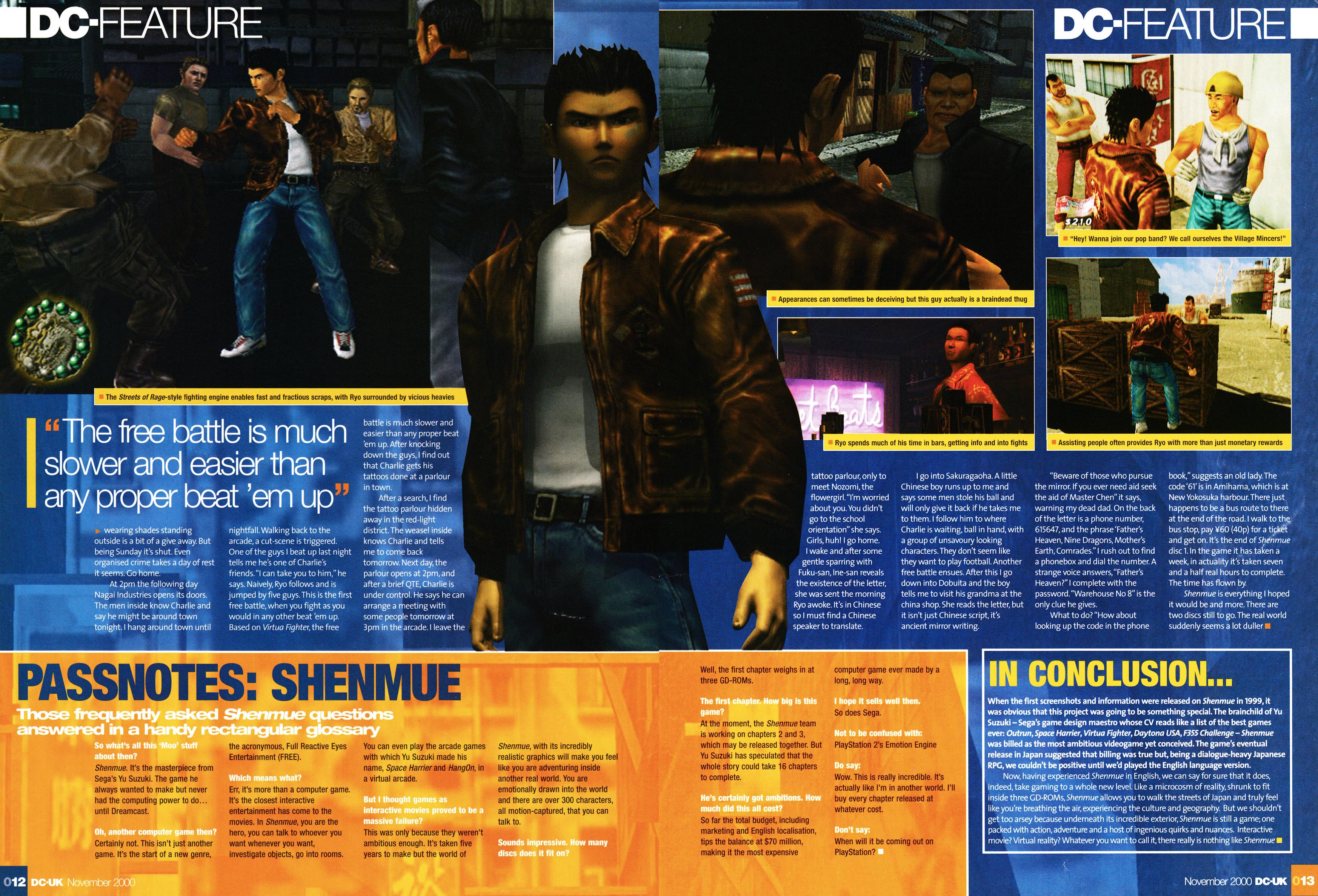 Starting to get into the winter mood, so what better than to post a nice big feature on Shenmue for Dreamcast. Taken from DC-UK 15 - November 2000 (UK)