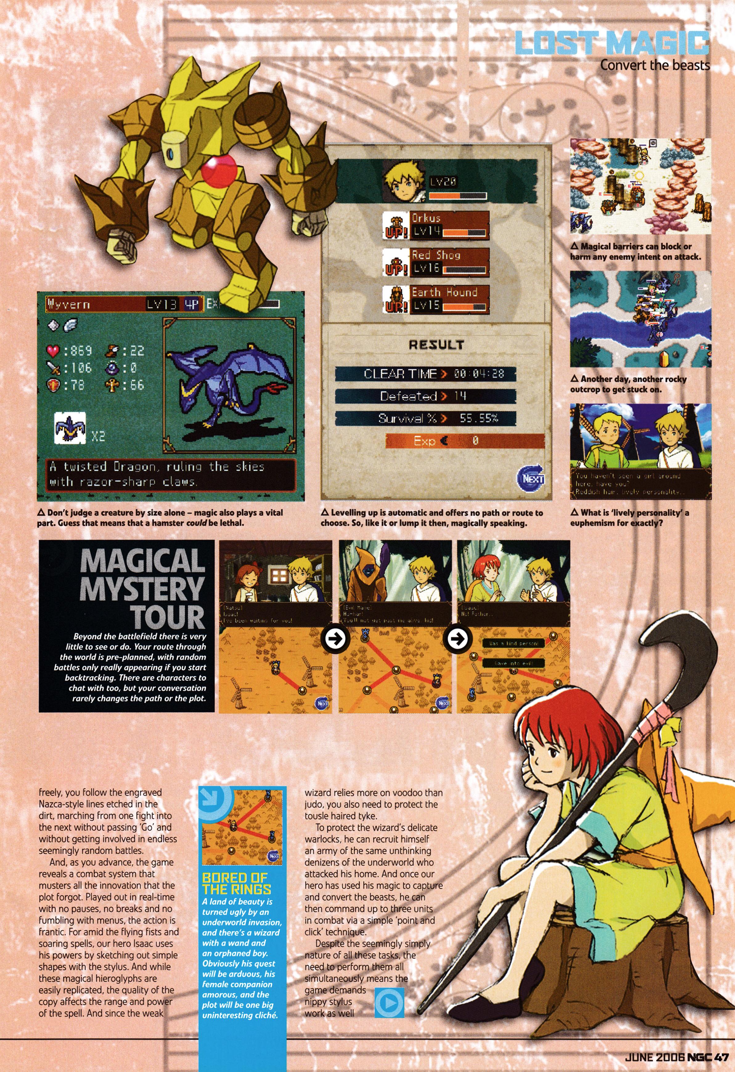 Review for Lost Magic on Nintendo DS. Taken from NGC Magazine 120 - June 2006 (UK)  score: 80%