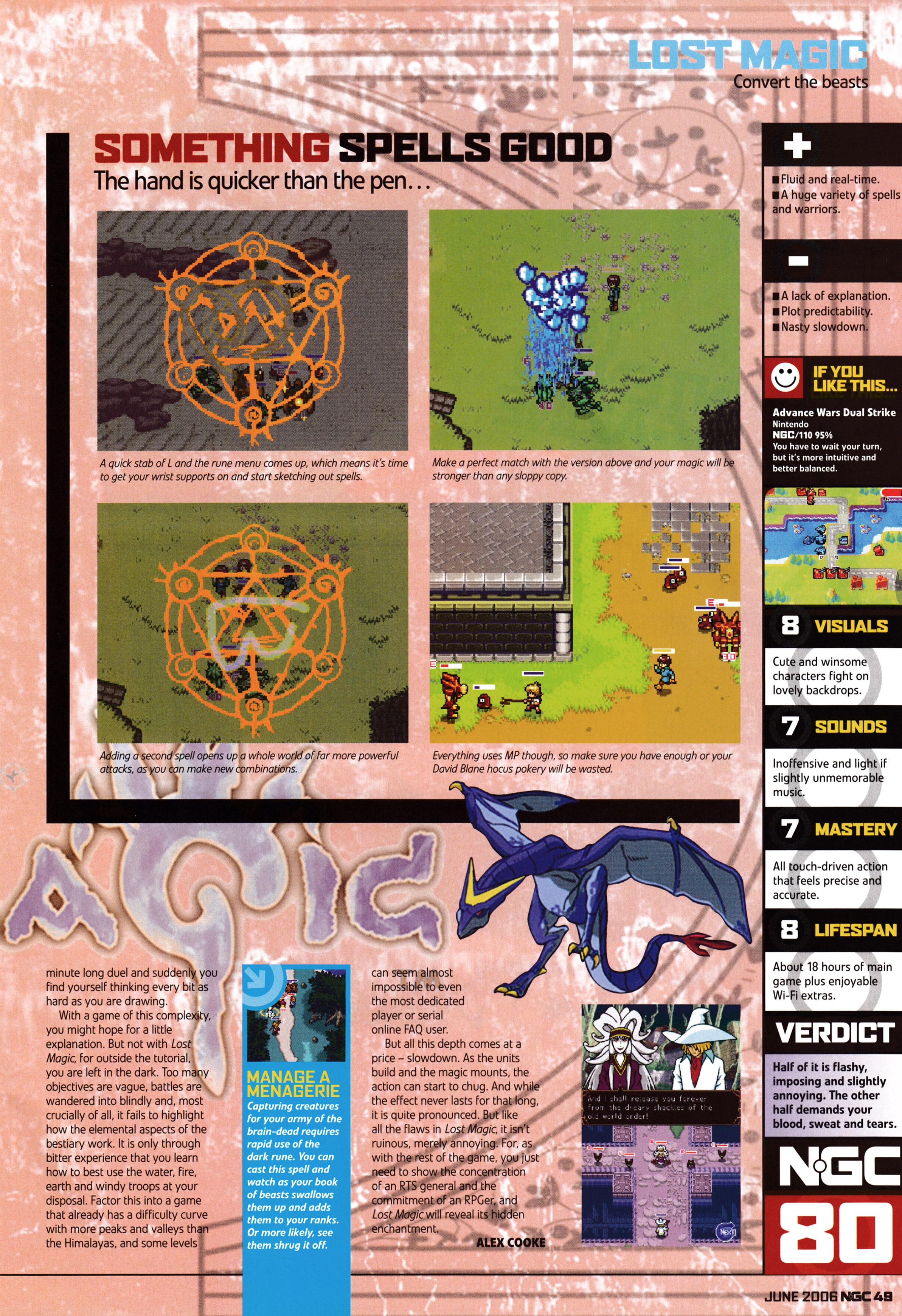 Review for Lost Magic on Nintendo DS. Taken from NGC Magazine 120 - June 2006 (UK)  score: 80%