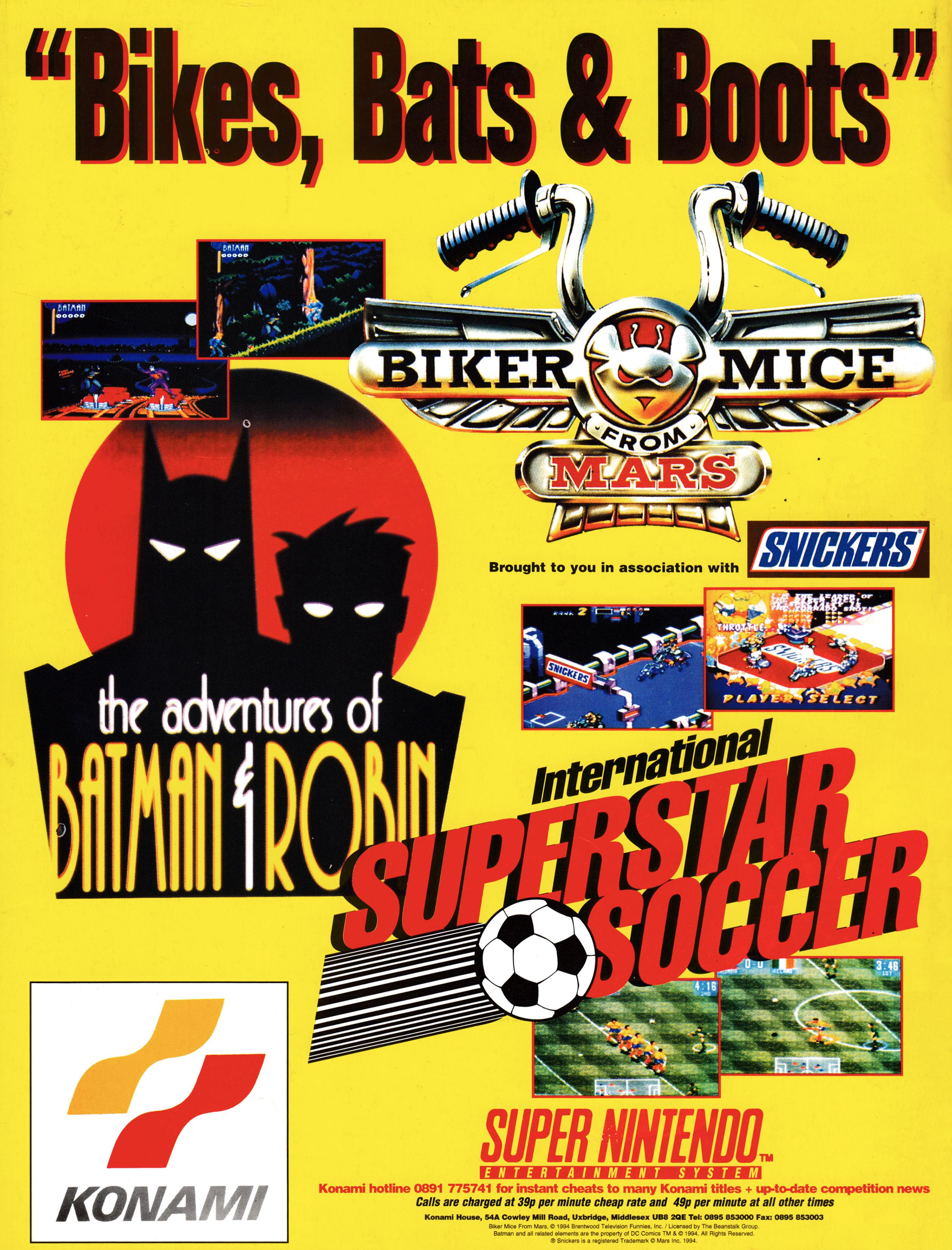 Back cover for Nintendo Magazine System 29 - February 1995 (UK), featuring an advertisement for various Konami games on Super Nintendo