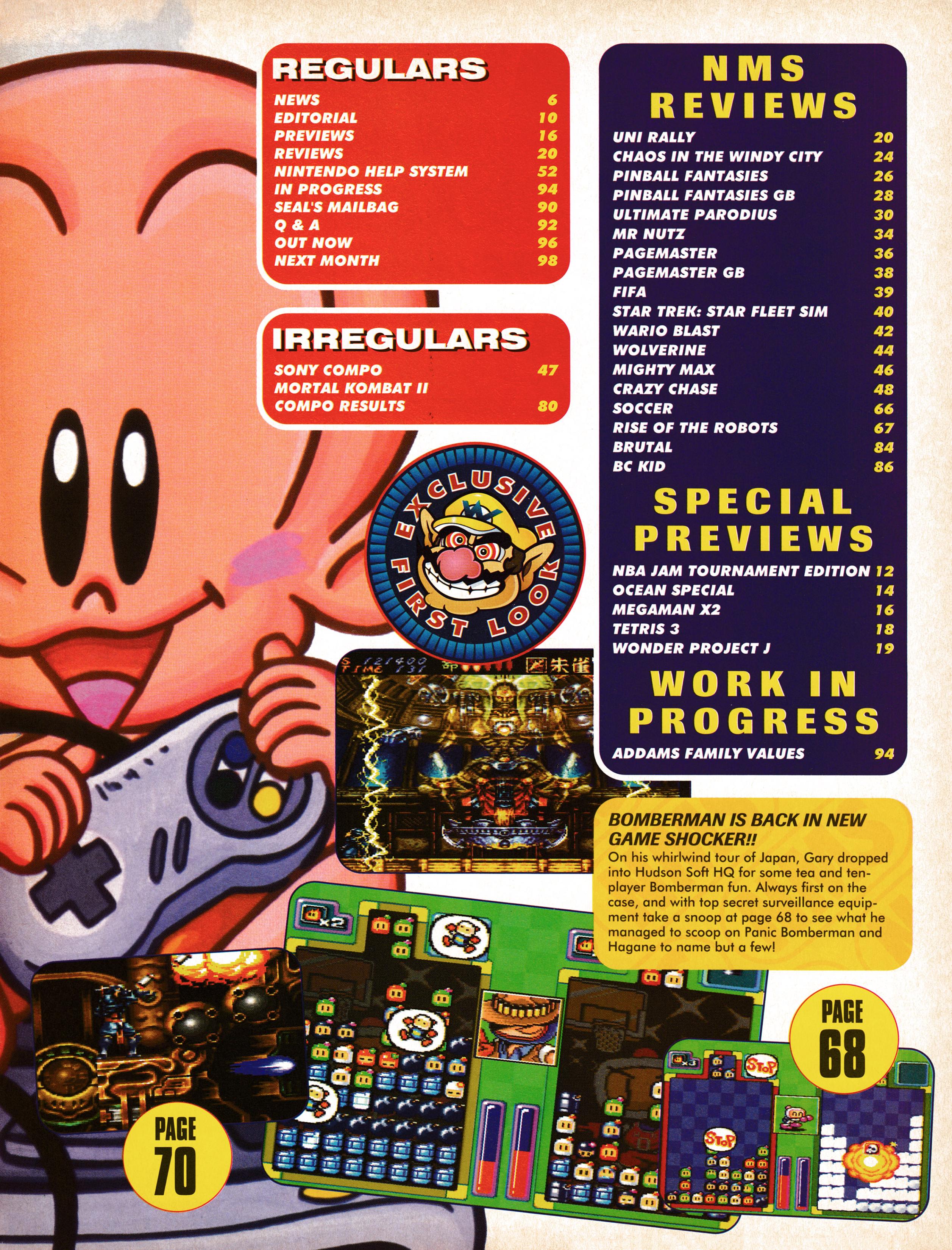 And the contents pages for Nintendo Magazine System 29 - February 1995 (UK)