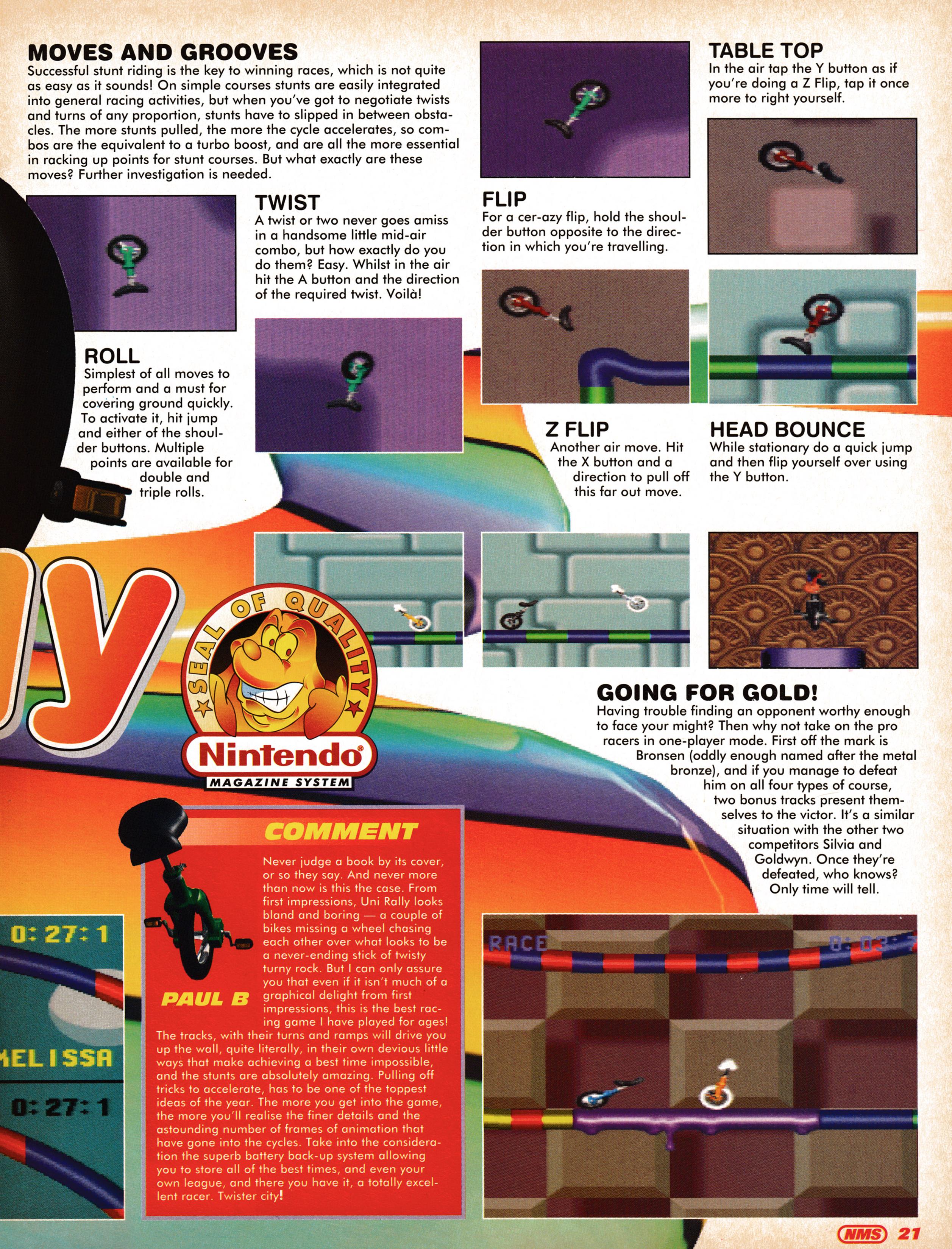 Review for Unirally on Super Nintendo. Taken from Nintendo Magazine System 29 - February 1995 (UK)  score: 92%