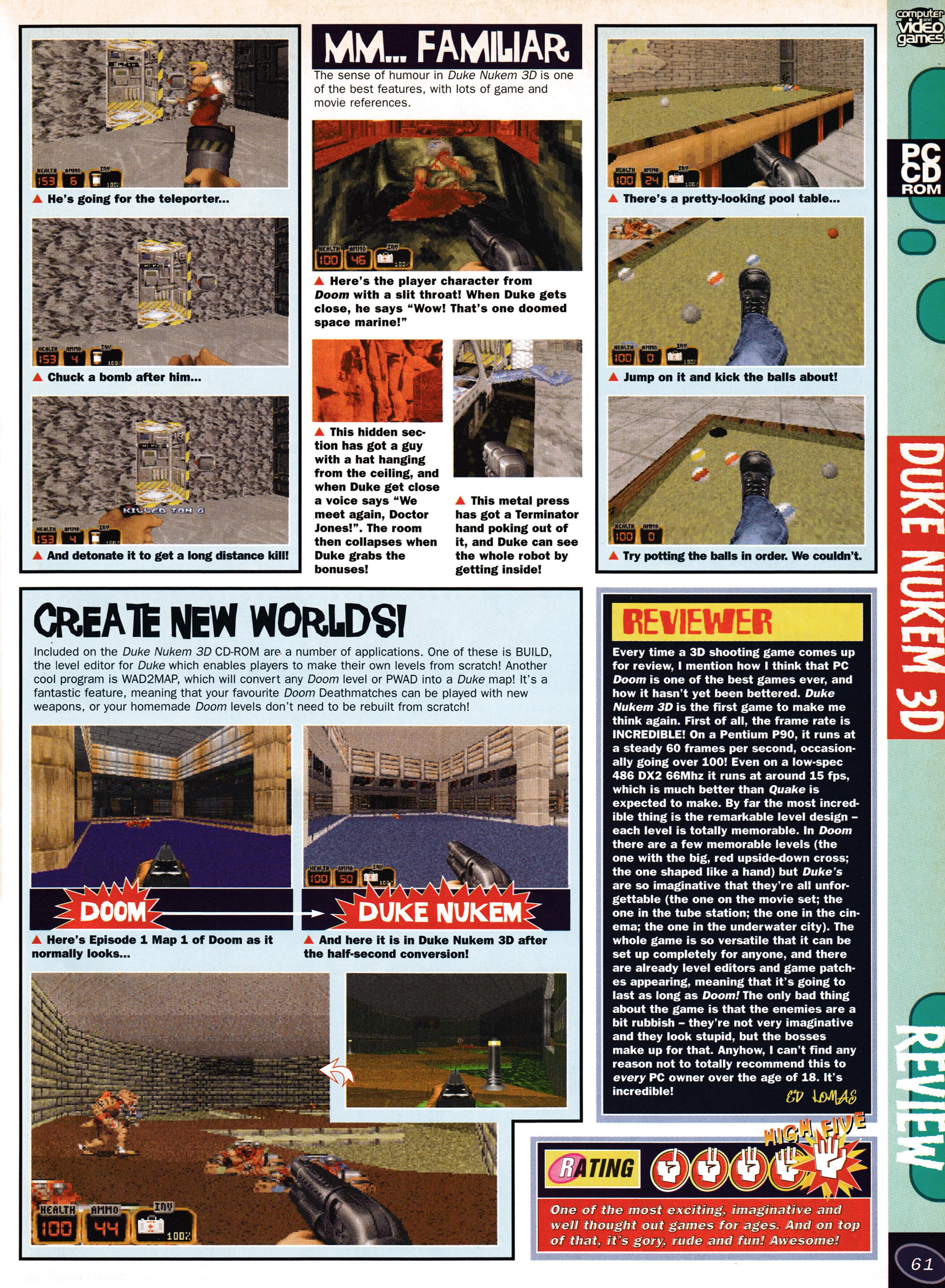 Review for Duke Nukem 3D on PC from CVG 176 - July 1996 (UK)  score: 5/5