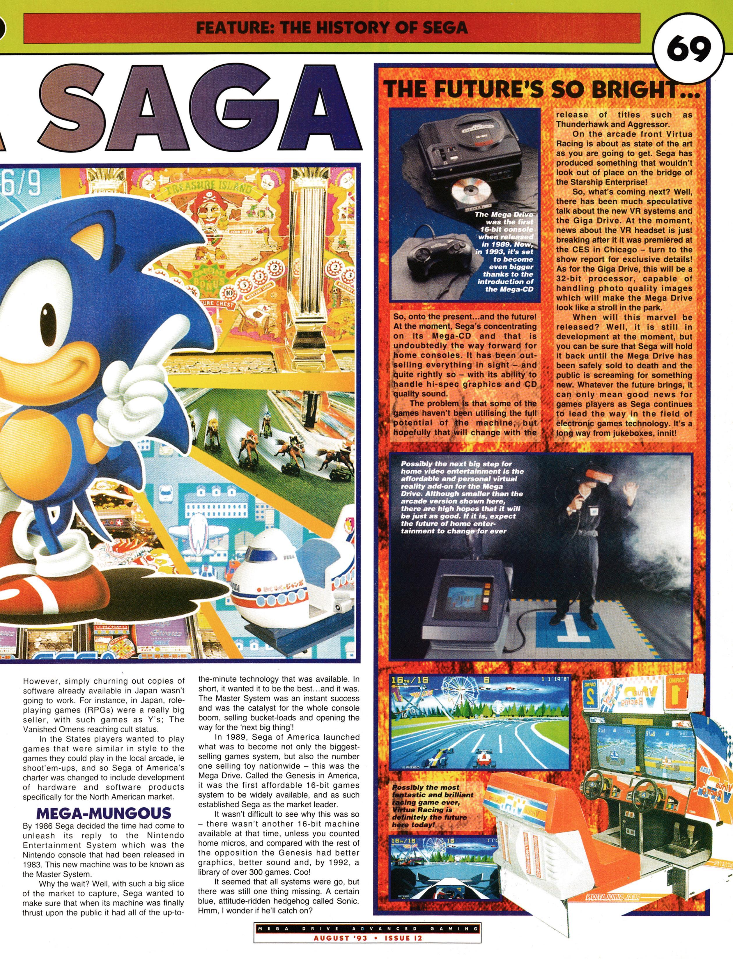 Feature tiled: Sega Sage: the History of Sega. Taken from Mega Drive Advanced Gaming 12 - August 1993 (UK) 