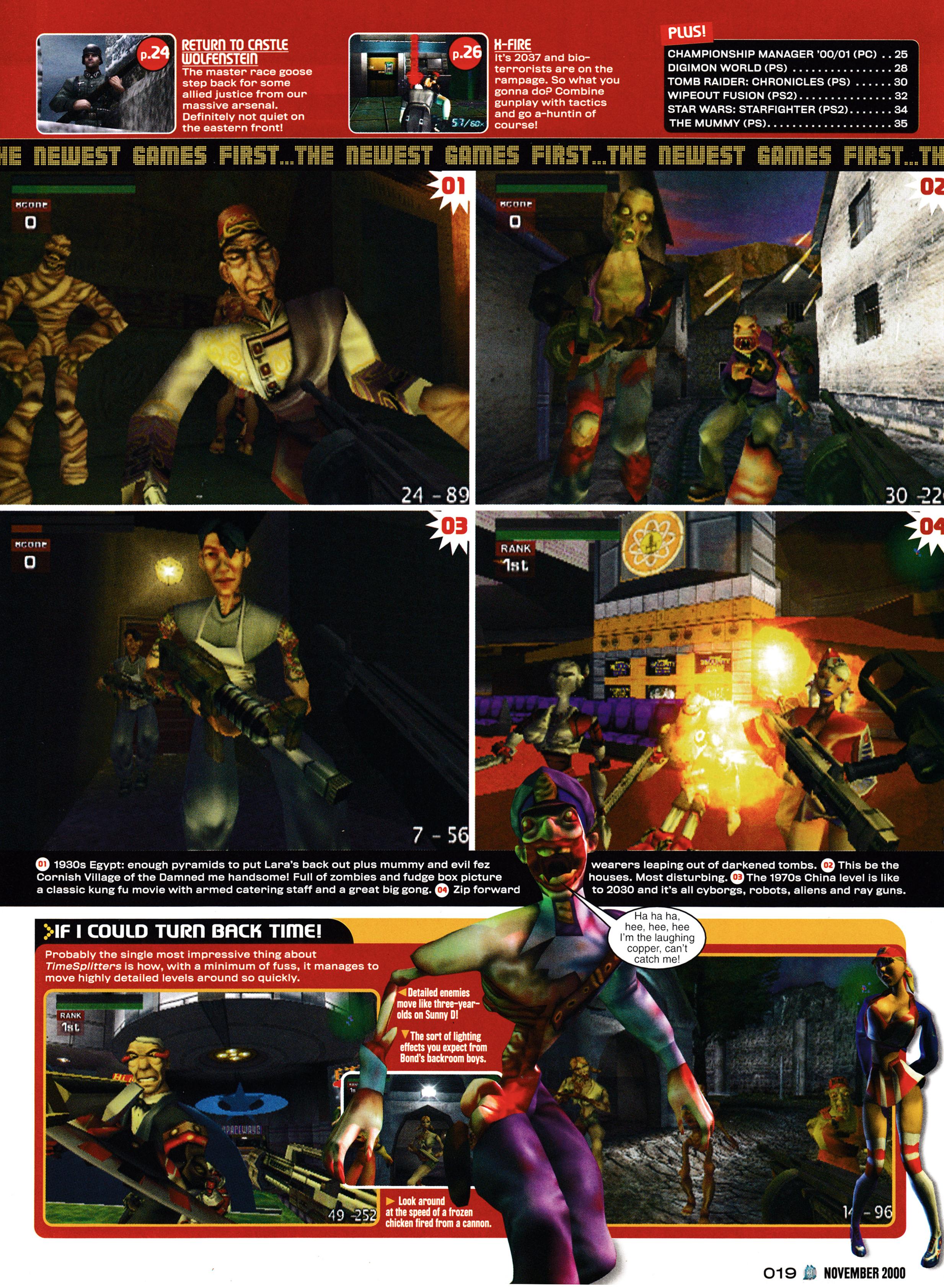 Preview for Time Splitters on PlayStation 2. Taken from GamesMaster 100 - November 2000 (UK) 