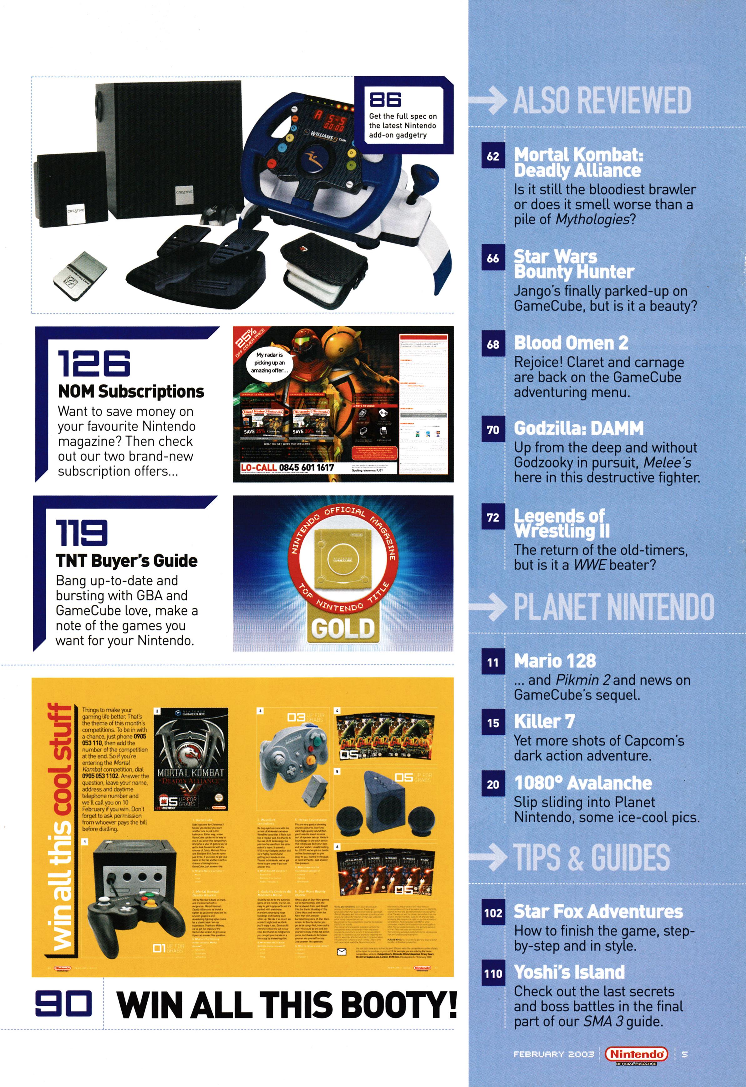 And the contents pages for Nintendo Official Magazine 125 - February 2003 (UK)