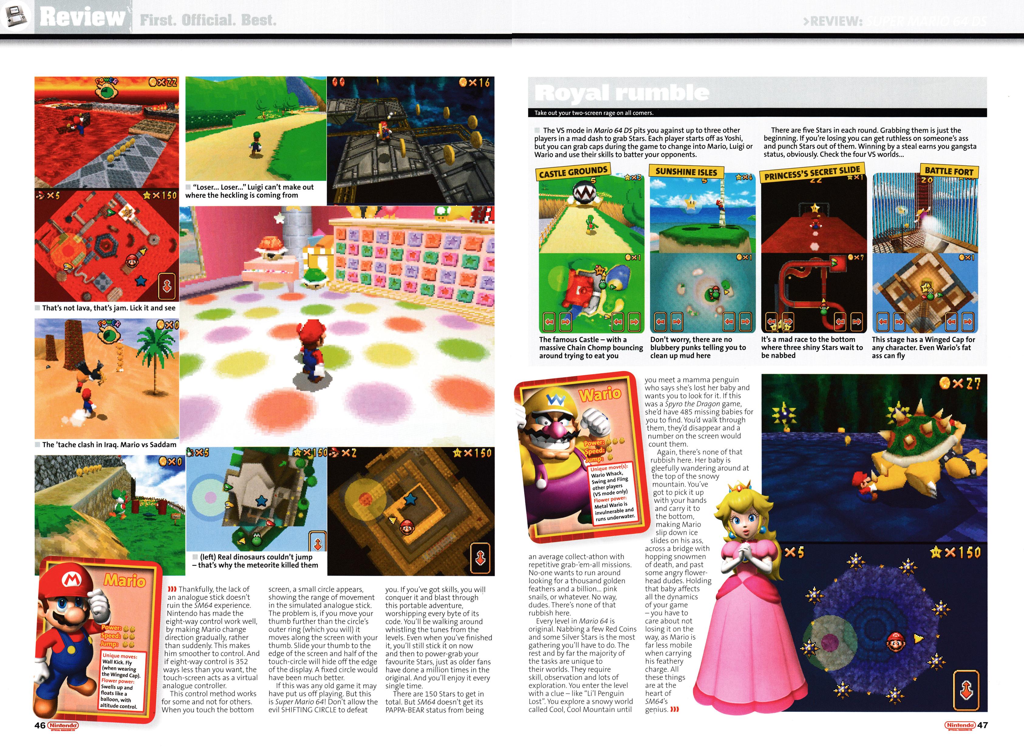 Review for Super Mario 64 DS on the Nintendo DS. Taken from Nintendo Official Magazine 151 - March Special Edition 2005 (UK)  score: 92%