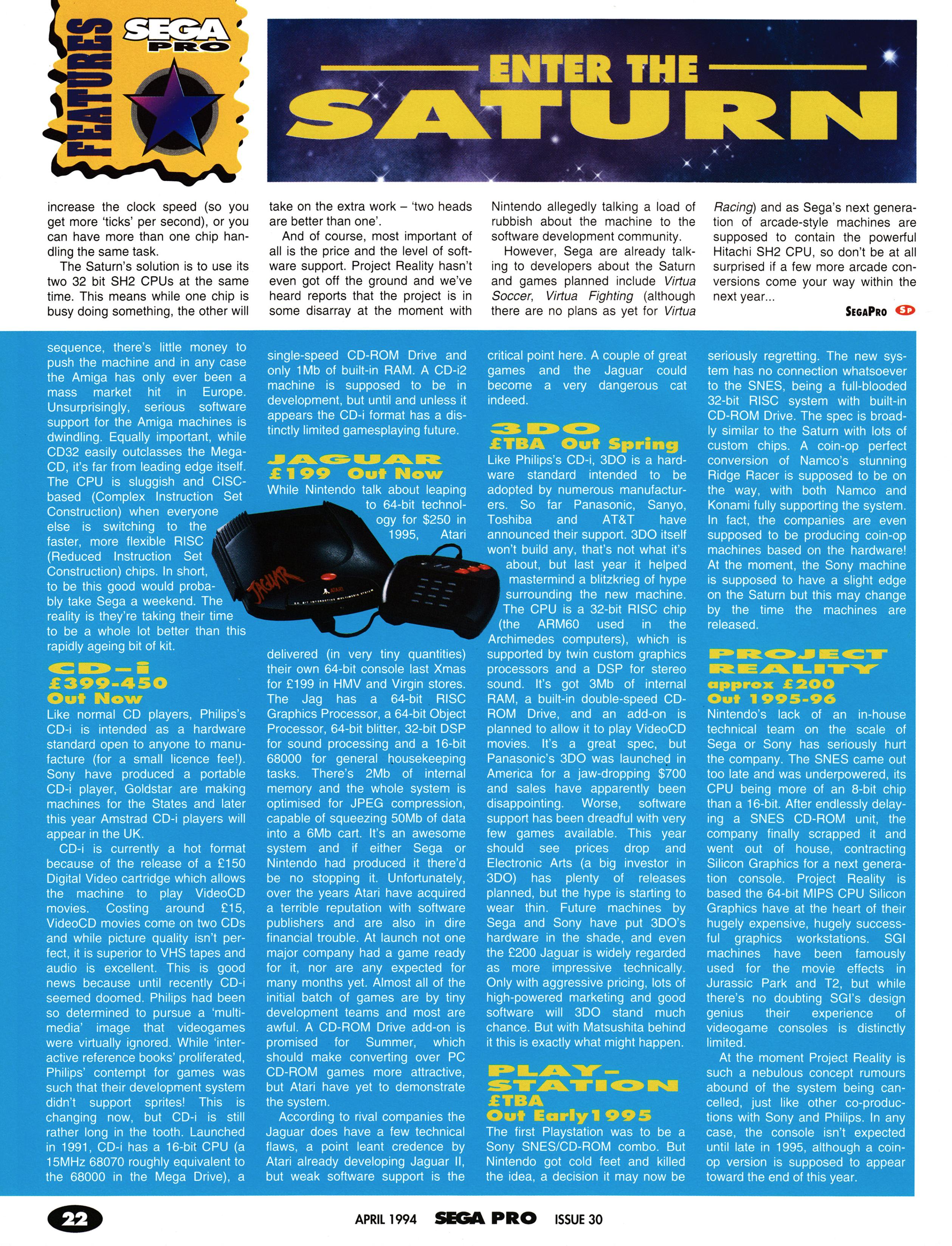 feature on the Sega Saturn from Sega Pro 30 - April 1994 (UK)