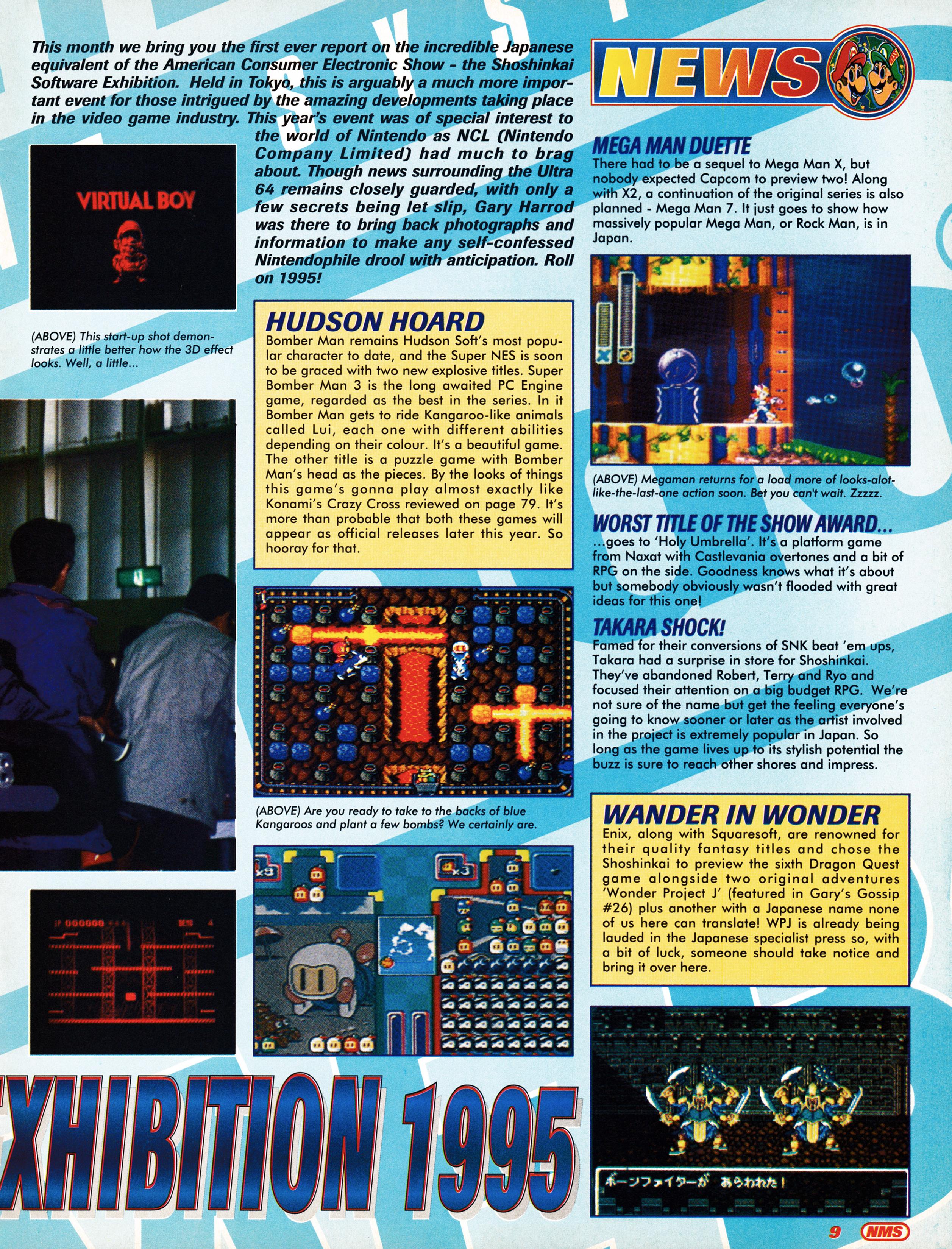 Article on the 1995 Shoshinkai (Space World) at the Makuhari Messe in Chiba, between November 22 and 24.. Taken from Nintendo Magazine System 28 - January 1995 (UK) 