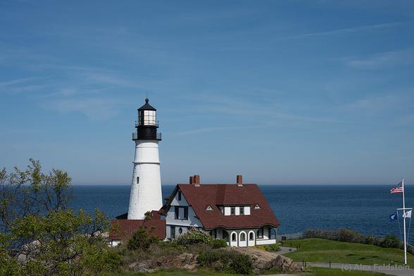 Portland Head Light
Cape Elizabeth, Portland, Maine 

Sunny day. Blue sky.