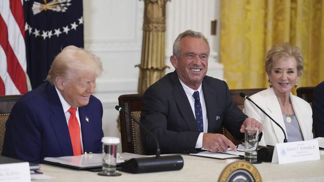 President Donald Trump, Health and Human Services Secretary Robert F. Kennedy Jr. and Education Secretary Linda McMahon.
