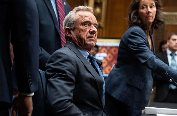 HHS Secretary Robert F. Kennedy Jr. arrives to testify during a Senate Health, Education, Labor and Pensions Committee hearing in the Dirksen building on May 14, 2025.