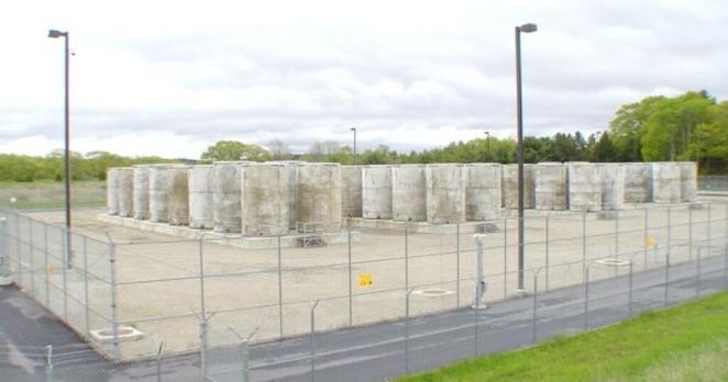 Maine Yankee’s spent nuclear fuel and other nuclear waste has been stored in these cement and steel canisters since the plant’s decommissioning.