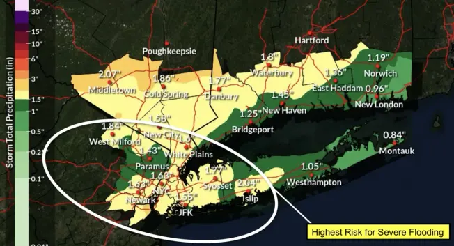 The National Weather Service’s rain forecast for July 31, 2025.