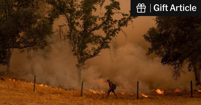 A U.S. Forest Service firefighter last month in San Luis Obispo County, Calif.