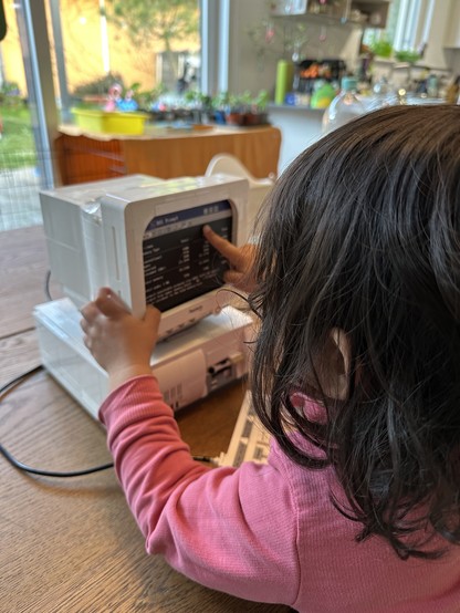 My daughter trying to touch control the dos prompt 