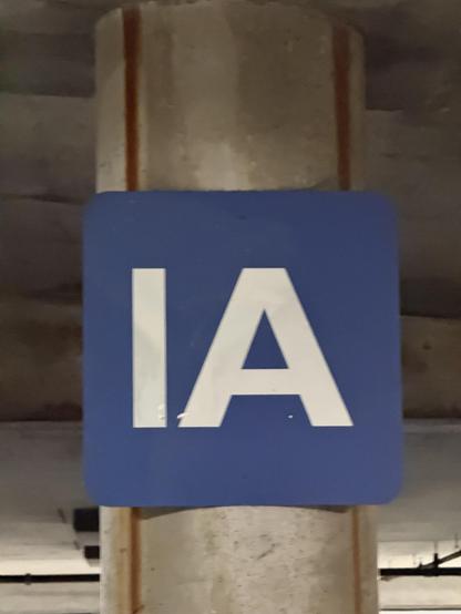 Parking structure sign for section 1A that looks like IA