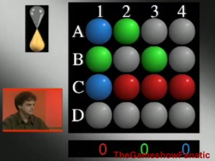 Screen cap of the game show Turnabout, which was a 1990's era game with different colored balls