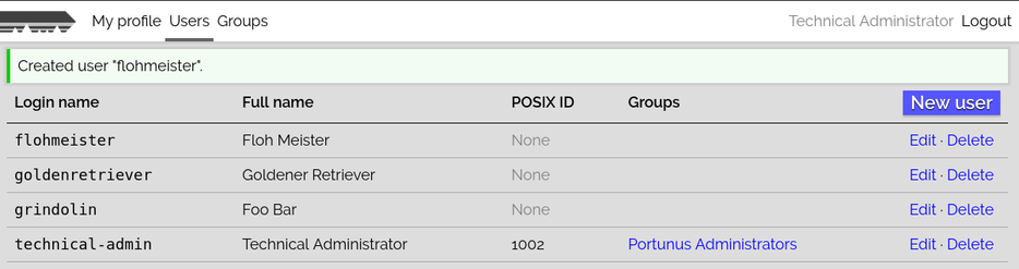 a screenshot of a list of LDAP users