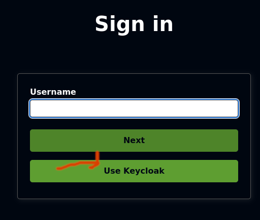 a screenshot of the flohmarkt login screen that now features a "use keycloak" button