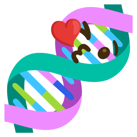Emoji Kitchen combo emoji: face blowing a kiss + dna