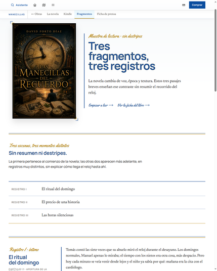 Tres fragmentos de la novela con tonos distintos.