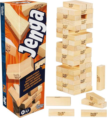 Jenga, a game with wooden blocks