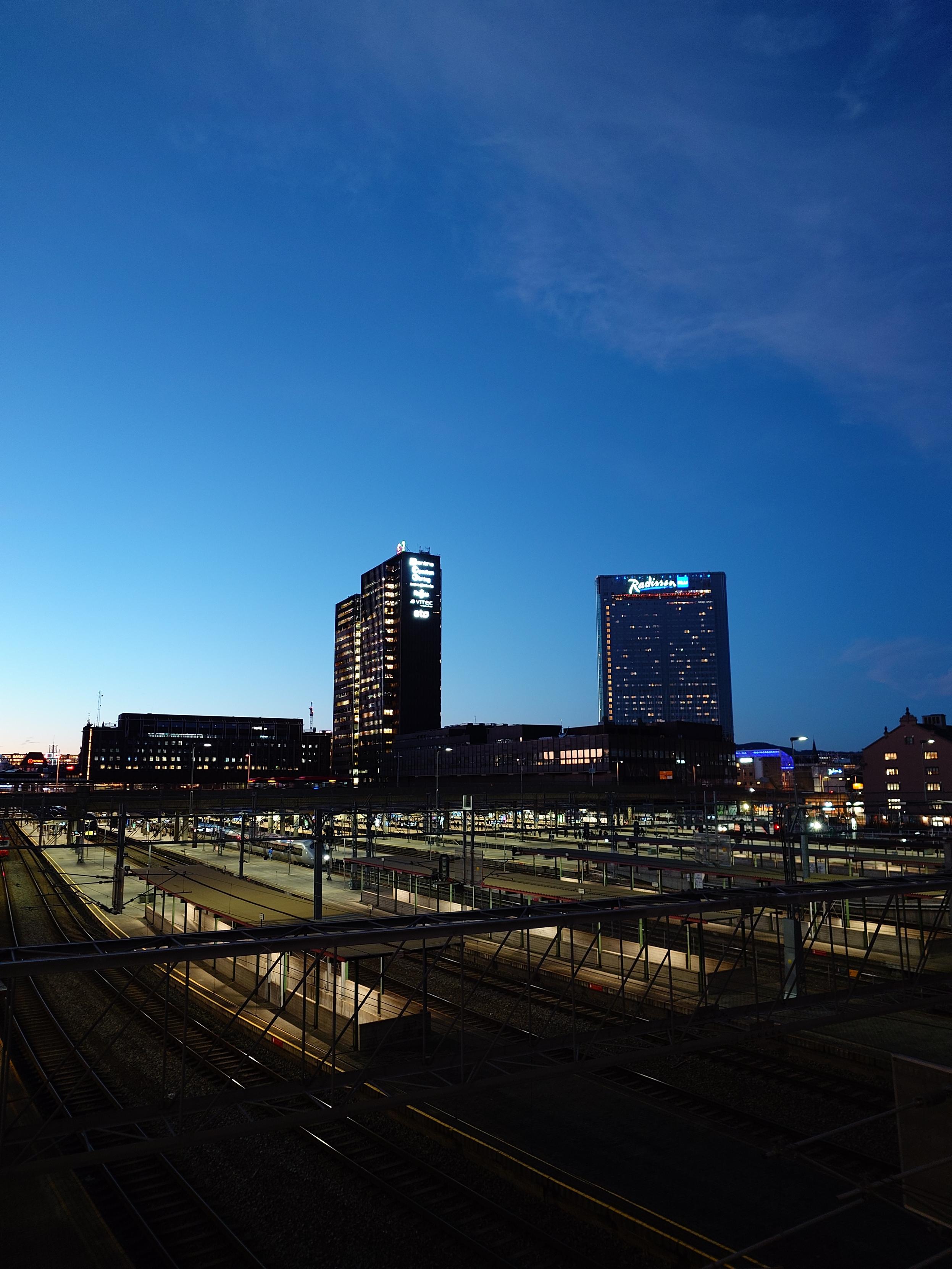 A photo of the cityscape over Oslo S train station