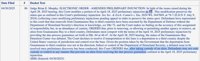 The docket text: