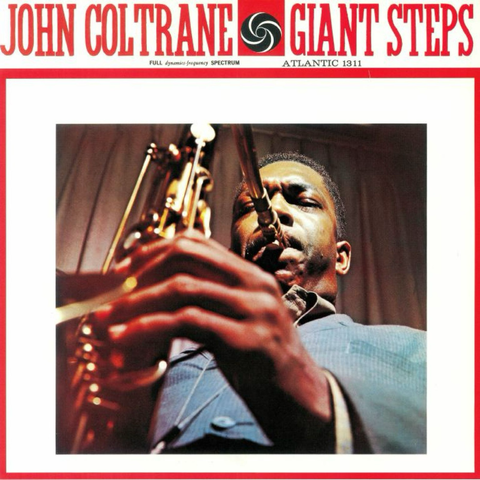 The cover of John Coltrane’s album Giant Steps, showing him playing his saxophone