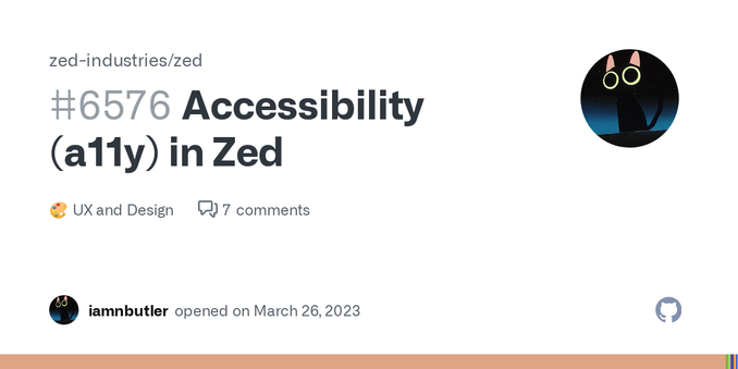 Opening up this discussion as a place y'all can leave comments, ideas & thoughts about accessibility in Zed. A11y (accessibility) in Zed will be a long project. Likely lasting far beyond 1.0. Due t...