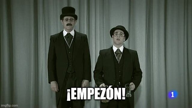 Tip y Col en el gag del vaso con la palabra "¡Empezón!" En la parte inferior 