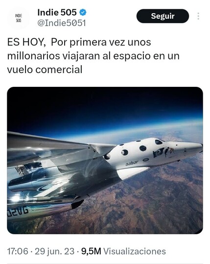 Noticia que dice que por primera vez unos millonarios viajarán al espacio en un vuelo comercial 