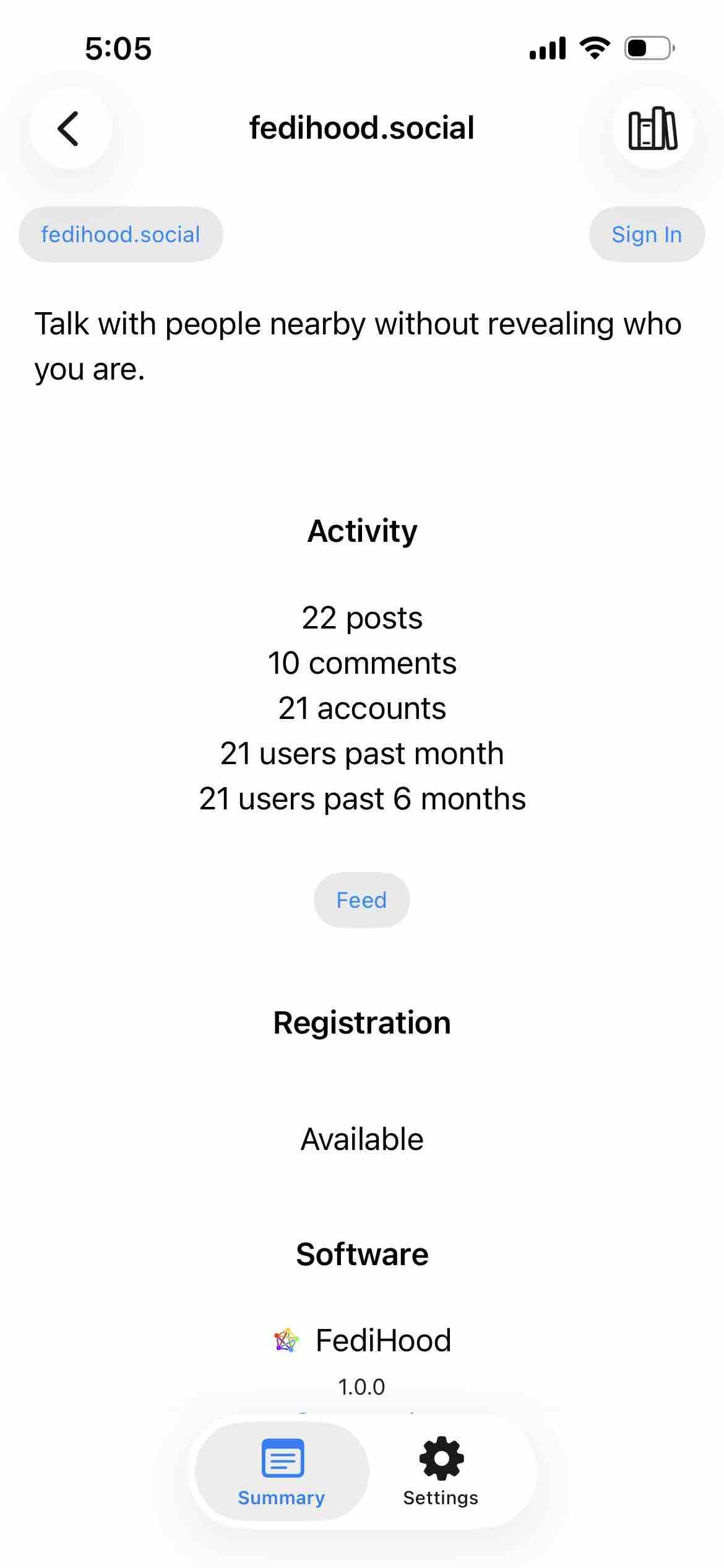 instance description gor fedihood.social 

Detected text:

Talk with people nearby without revealing who you are.