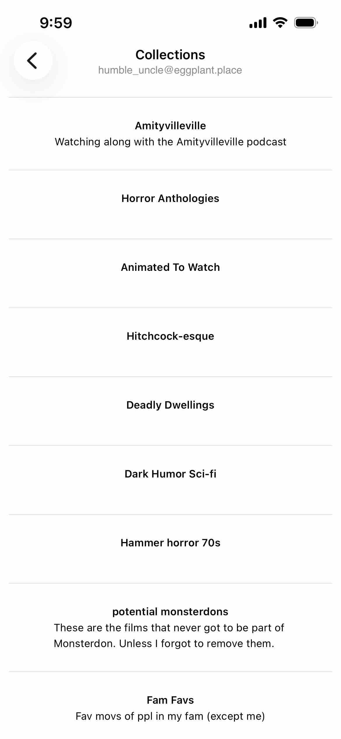 a collection listing with mostly just titled, no graphics