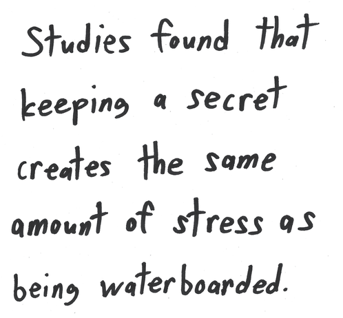 Studies found that keeping a secret creates the same amount of stress as being waterboarded.