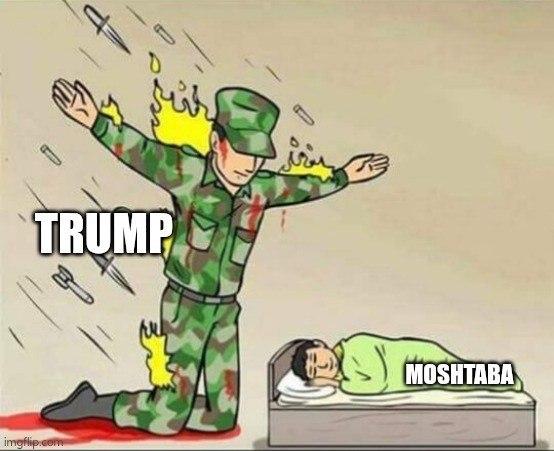 Trump body guarding Moshtaba (Islamic republics new "leader")