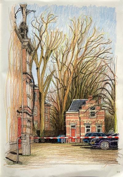 Drawing off a small court in Amsterdam.