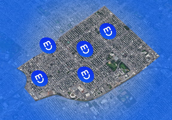 A map of the different rental points.