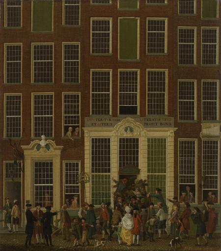 The Bookshop and Lottery Agency of Jan de Groot in the Kalverstraat in Amsterdam, Isaac Ouwater, 1779